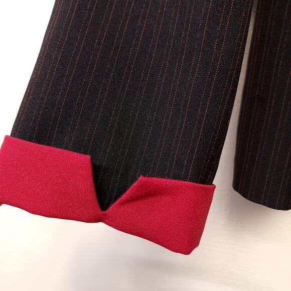 Perceptions Zip Blazer Womens Size 14 Black Red Suit Top Jacket Pin Stripe Suit - Picture 4 of 12